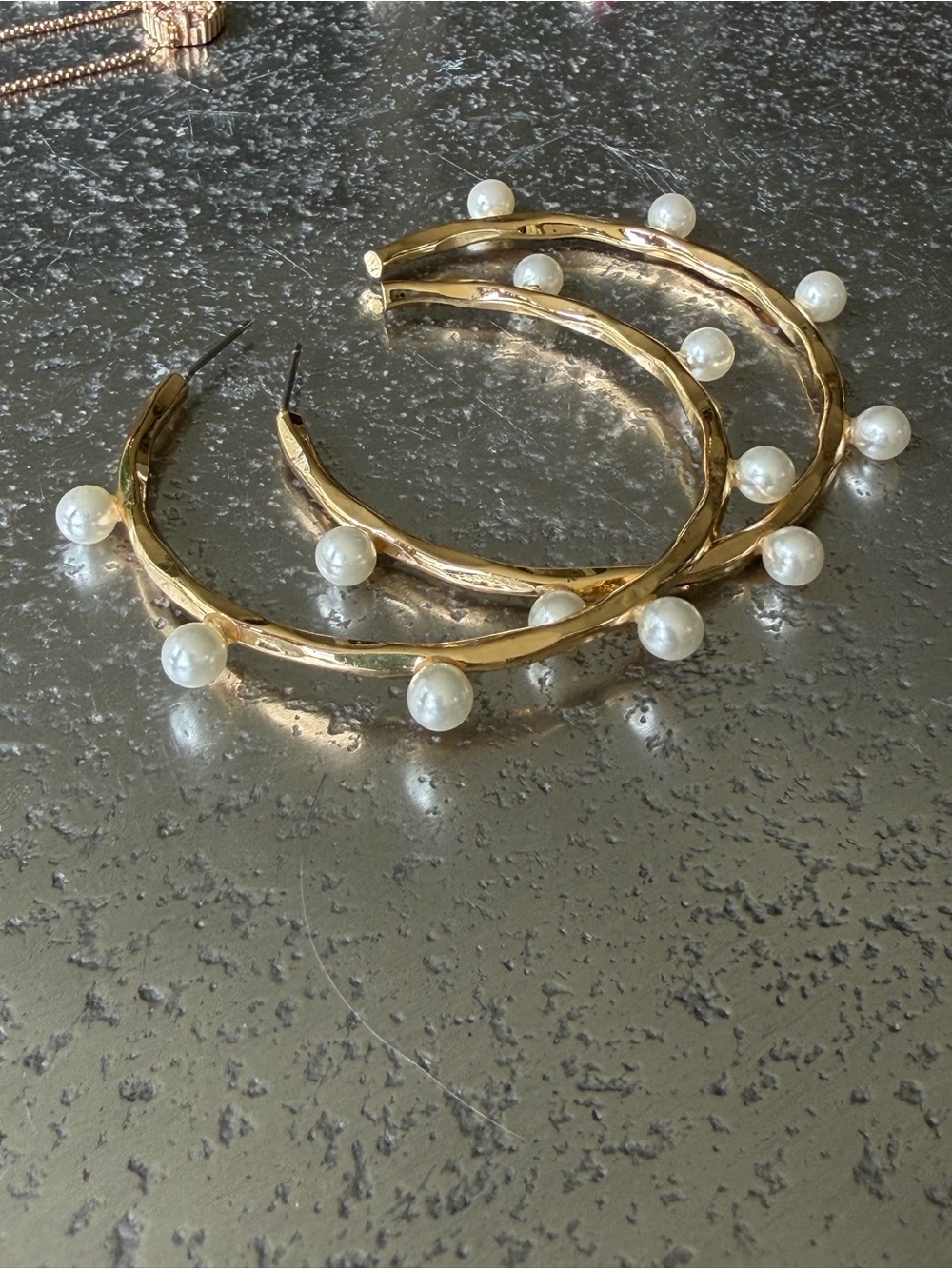 Lilly Pulitzer Large Gold Hoop Earrings with Pearls